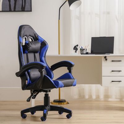 Lisbon High Back Gaming Chair - Black/Blue - With 2-Year Warranty