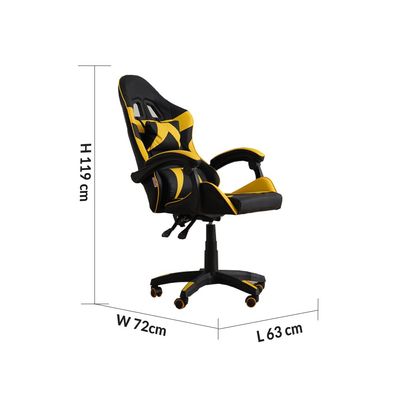 Lisbon High Back Gaming Chair - Black/Yellow - With 2-Year Warranty