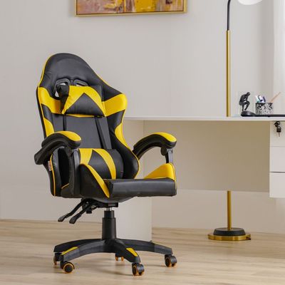 Lisbon High Back Gaming Chair - Black/Yellow - With 2-Year Warranty