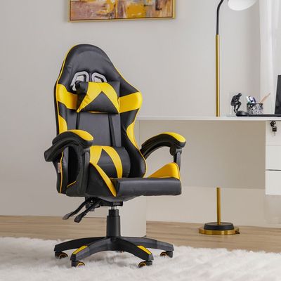 Lisbon High Back Gaming Chair - Black/Yellow - With 2-Year Warranty