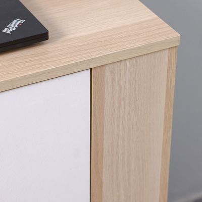 Barbados Extendable Desk with Side Shelves - White/Oak - With 2-Year Warranty