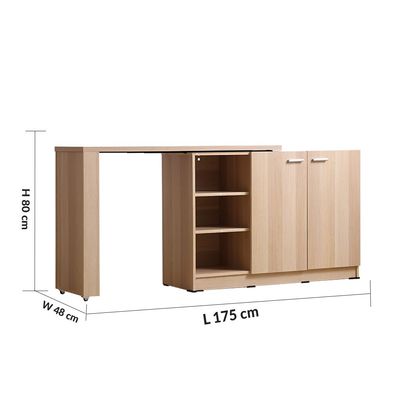 Guyana Desk with 2 Doors & Shelves - Oak - With 2-Year Warranty