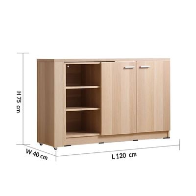 Guyana Desk with 2 Doors & Shelves - Oak - With 2-Year Warranty