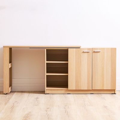 Guyana Desk with 2 Doors & Shelves - Oak - With 2-Year Warranty