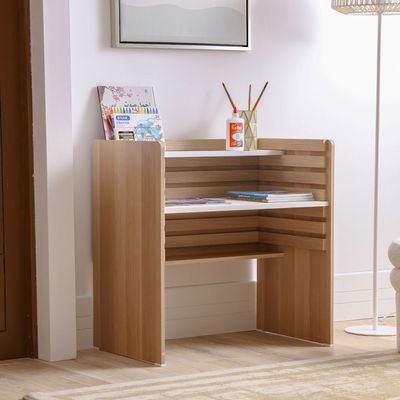 Guyana Study Desk with Adjustable Table Shelves - Oak - With 2-Year Warranty