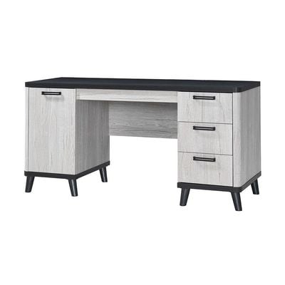 Kirwin Study Desk  With 3 Drawer  And  1 Door Storage -  Grey  Oak / Black