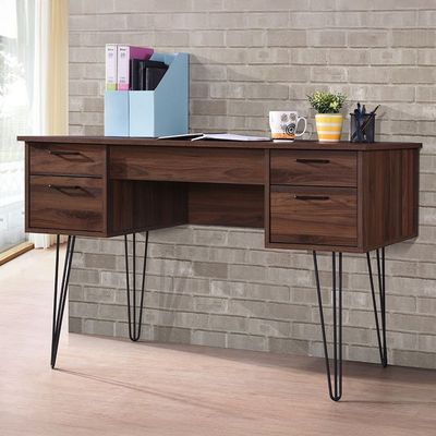 Rabat Study Desk  W/ Storage -  Walnut / Black