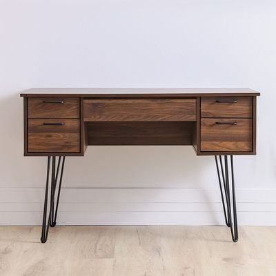 Rabat Study Desk with Storage - Walnut/Black - With 2-Year Warranty