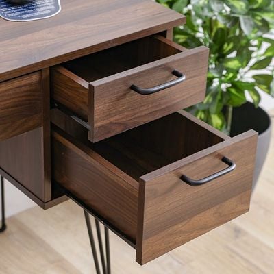 Rabat Study Desk with Storage - Walnut/Black - With 2-Year Warranty