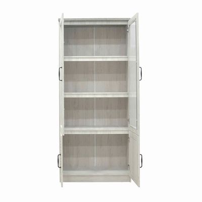 Zenith 2Door Glass Book Case-White Oak+Cement