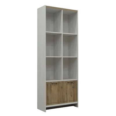 Swann 2Door Book Case W/Open Shelves-Summer Oak+Pearl White