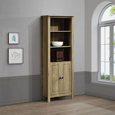 Athens 2Door Book Case W/Open Shelves-Light Oak