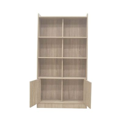 Supreme 2-Door Bookcase with Open Shelves - French Sonoma Oak - With 2-Year Warranty