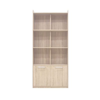 Supreme 2-Door Bookcase with Open Shelves - French Sonoma Oak - With 2-Year Warranty