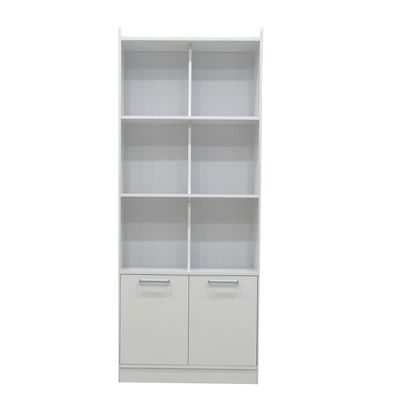 Supreme 2-Door Bookcase with Open Shelves - White - With 2-Year Warranty