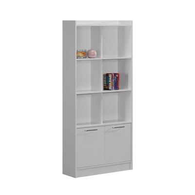 Supreme 2-Door Bookcase with Open Shelves - White - With 2-Year Warranty