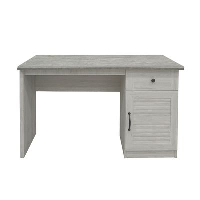 Zenith 1Door & 1Drawer Study Desk-White Oak+Cement