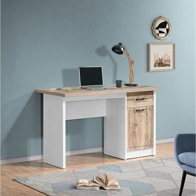 Swann 1Door & 1Drawer Study Desk-Summer Oak+Pearl White