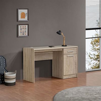 Supreme 1-Door & 1-Drawer Study Desk - French Sonoma Oak - With 2-Year Warranty