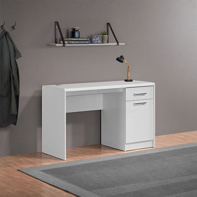 Supreme 1-Door & 1-Drawer Study Desk - White - With 2-Year Warranty