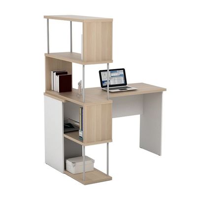 Maeda Study desk w/ Bookshelfs  - White/Oak