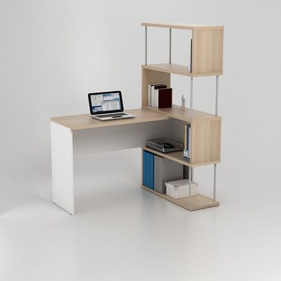 Maeda Study desk w/ Bookshelfs  - White/Oak