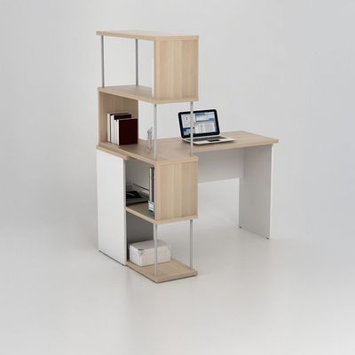 Maeda Study desk w/ Bookshelfs  - White/Oak