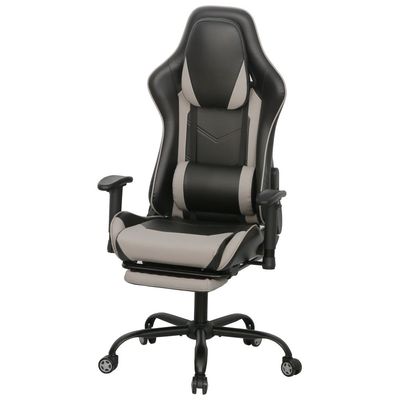 Belanda Gaming Chair W/ Footrest - Black/Grey