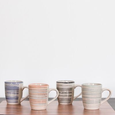 Warm Grey Stoneware 4 Pcs Mug Set 240 Ml Q93000030