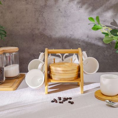 Princess 13-Piece Porcelain Tea Set with Wooden Saucer