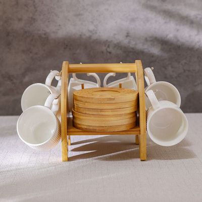 Princess 13-Piece Porcelain Tea Set with Wooden Saucer