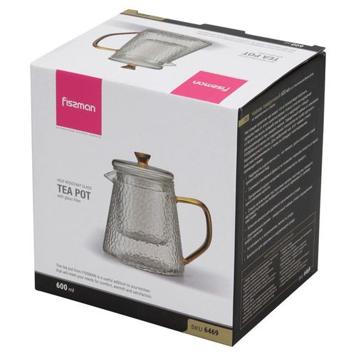 Fissman Tea Pot 600 Ml With Glass Filter (Borosilicate Glass)