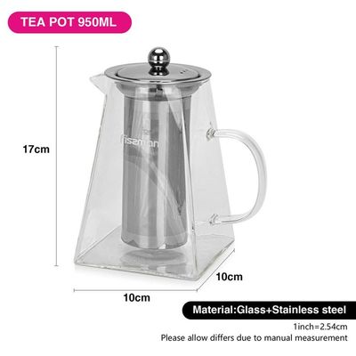 Fissman Tea Pot 950 Ml With Stainless Steel Filter (Borosilicate Glass)