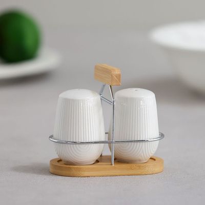 Princess 3-Piece Porcelain Salt & Pepper Set 10.5 x 6.5 x 9 Cm 