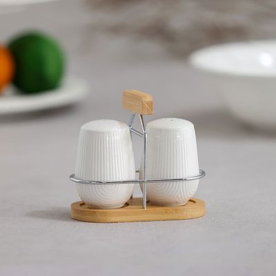 Princess 3-Piece Porcelain Salt & Pepper Set 10.5 x 6.5 x 9 Cm 