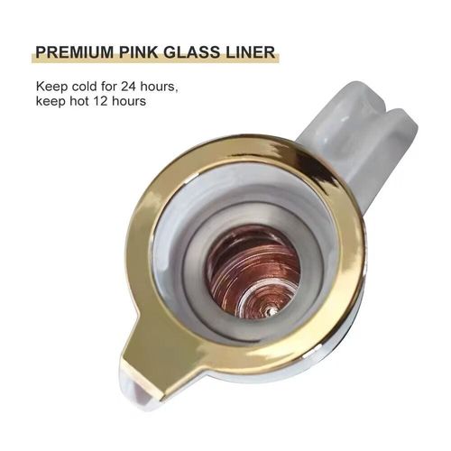 Gentlemen Stainless Steel Vacuum Flask Pink Glass Gold 1.0 L