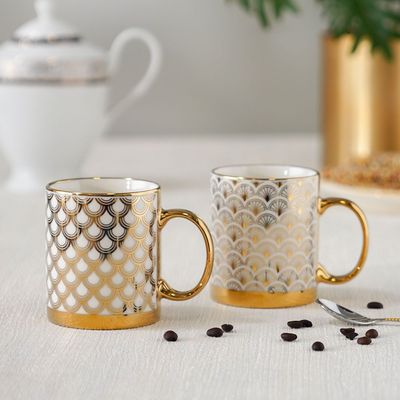 Danube Essential 2-Piece New Bone China Mug Set Gold 340ml