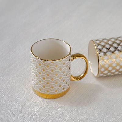 Danube Essential 2-Piece New Bone China Mug Set Gold 340ml