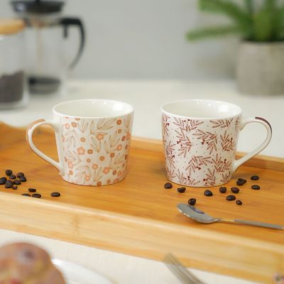 Danube Essential 2-Piece New Bone China Mug Set Brown 400ml 