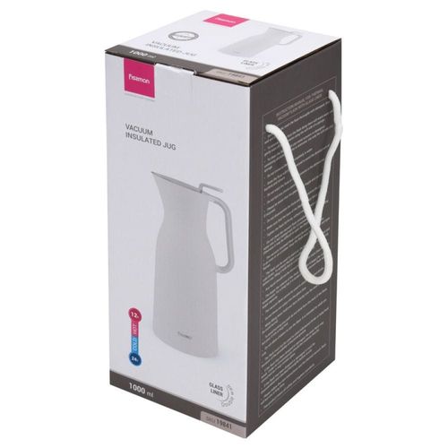 FISSMAN Vacuum insulated Flask 1000 ml White (Pink Glass Liner)