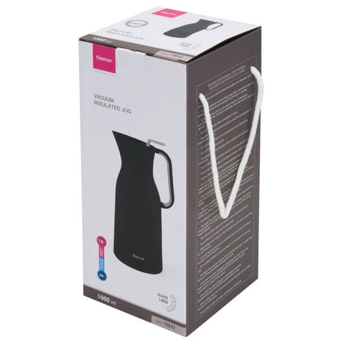 FISSMAN Vacuum insulated Flask 1000 ml Black (Pink Glass Liner)