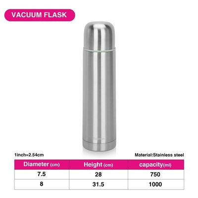 Fissman Double Wall Vacuum Flask - Stainless Steel - 1000 ml 