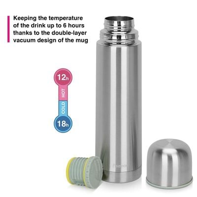 Fissman Double Wall Vacuum Flask - Stainless Steel - 1000 ml 