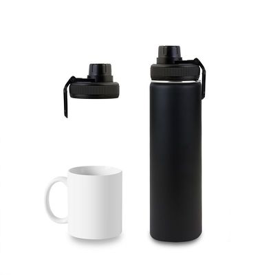 Luscious Double Wall Stainless Steel Vacuum Sports Bottle - Black -750 ml