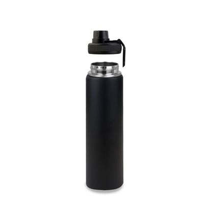 Luscious Double Wall Stainless Steel Vacuum Sports Bottle - Black -750 ml