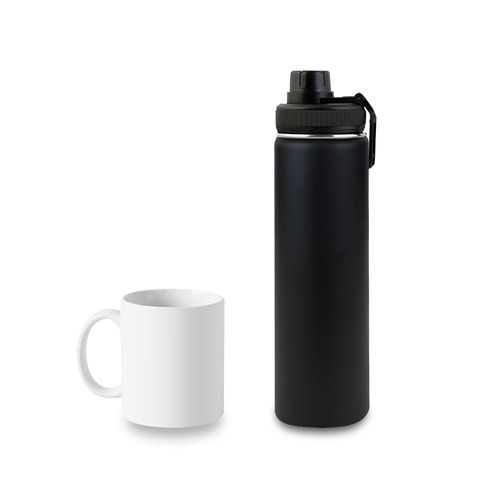 Luscious Double Wall Stainless Steel Vacuum Sports Bottle - Black -750 ml