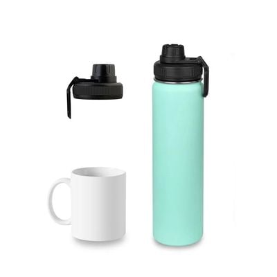 Luscious Double Wall Stainless Steel Vacuum Sports Bottle - Turquoise - 750 ml