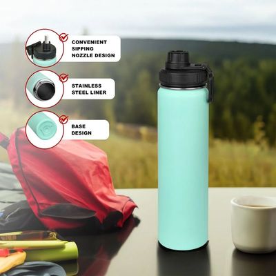 Luscious Double Wall Stainless Steel Vacuum Sports Bottle - Turquoise - 750 ml