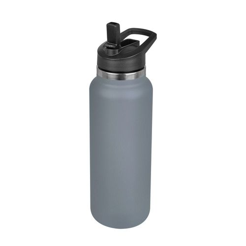 Luscious Double Wall Stainless Steel Vacuum Travel Bottle with Straw - Grey - 1200 ml