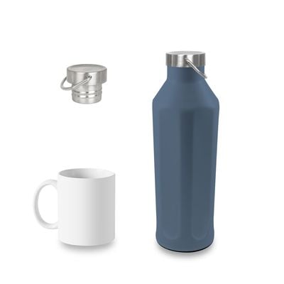 Luscious Double Wall Stainless Steel Vacuum Sports Bottle - Dark Blue - 600 ml